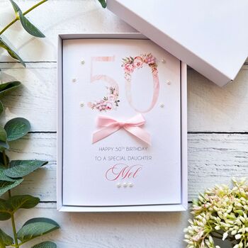 Personalised 50th Birthday Card In Pink, 11 of 11