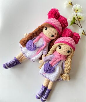 Organic Hand Knitted Doll With Cute Dress For Girls, 12 of 12