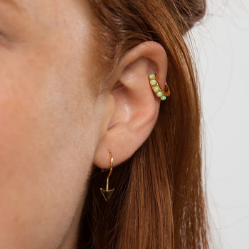 Opal Huggie Hoop Earrings, 6 of 12