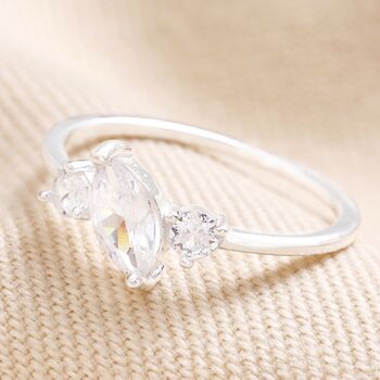 Sterling Silver Clear Crystal Ring, 4 of 11