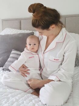 Personalised Women's White And Pink Cotton Pyjama's, 5 of 9