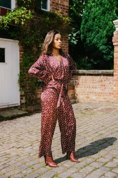 Lux Maroon Patterned Jumpsuit, 2 of 3