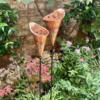 Pair Copper Etched Lily Sculptures Ltzaf131, 12 of 12