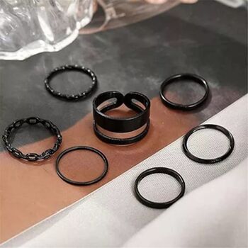 Seven Piece Multi Size Stackable Band Cuff Rings, 5 of 5