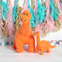 Orange Knitted Diplodocus Dinosaur Cuddly Toy, 26 Cms, thumbnail 1 of 2