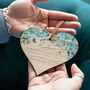 Blue Peony Mother Mini Heart Oak Wall Hanging, thumbnail 7 of 7