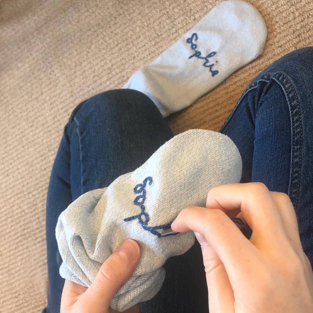 Embroidery Kit Personalised Name On Socks By Solesmith