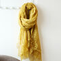 Pleated Lace Fringe Cotton Scarf, thumbnail 1 of 12