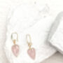 Rose Quartz Heart Gemstone Earrings Real 18k Gold Plated Christmas Gift Present, thumbnail 4 of 4