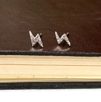 Sterling Silver Mini Textured Lightning Bolt Earrings, 3 of 8