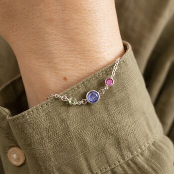 Mother And Two Children Birthstone Bracelet, 3 of 9