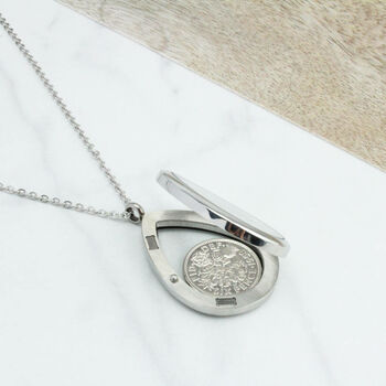 1962 60th Birthday Sixpence Teardrop Necklace, 7 of 10