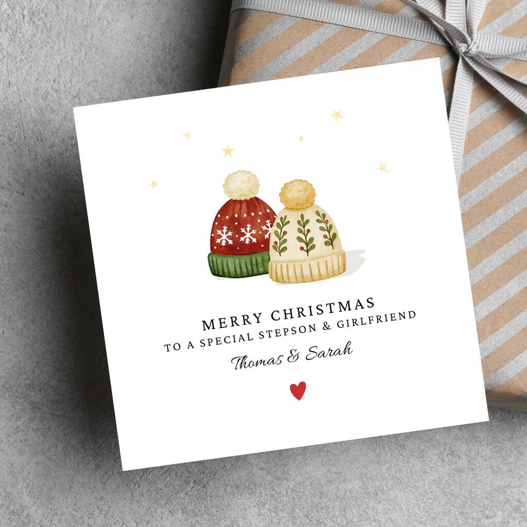 Christmas Card Personalised For A Special Stepson And Girlfriend, 1 of 1