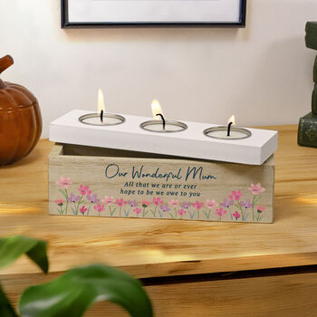 Personalised Floral Wooden Tea Light Box, 3 of 4