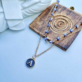 Personalized Layered Evil Eye Initial Choker Necklace, 4 of 5