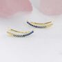 Ombre Sapphire Blue Cz Crawler Earrings Sterling Silver, thumbnail 3 of 10