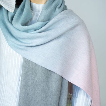 Ladies 100% Cashmere Ombre Scarf, 2 of 9