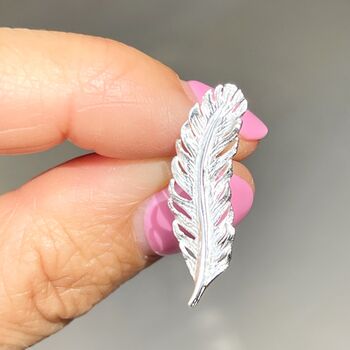Sterling Silver Feather Ear Climber Earrings, 2 of 4