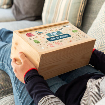 Personalised Farm Animals Keepsake Box With Sliding Lid, 2 of 5