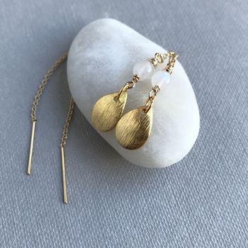 Drop And Moon Stone Thread Earrings, 2 of 11