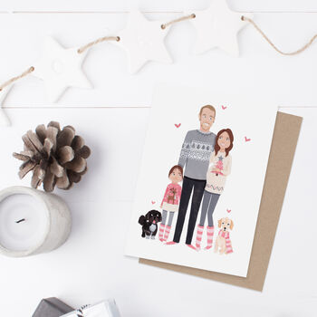 Personalised Festive Family Portrait Christmas Cards, 4 of 4