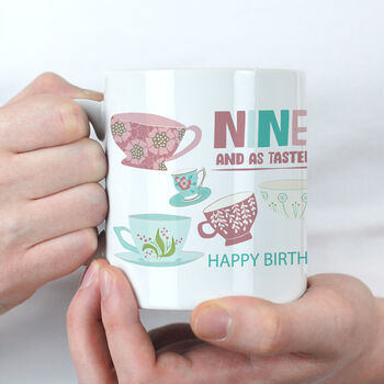 Personalised Nine Tea Tea Mug 90th Birthday Gift, 5 of 6