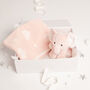 Pink Plush Elephant Toy And Heart Blanket Baby Gift Set, thumbnail 1 of 4