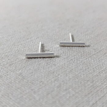 Sterling Silver Bar Stud Earrings, 4 of 9