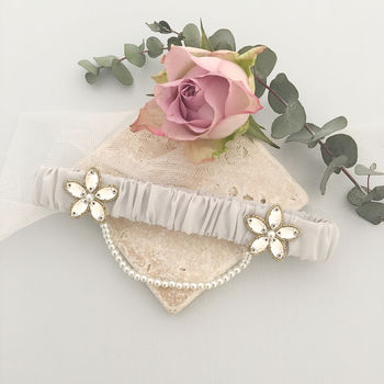 Wedding Garter With Pearl Chain Various Colours, 4 of 12