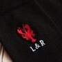 Personalised Embroidered Lobster Logo Black Socks, thumbnail 2 of 3