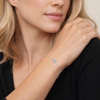 Personalised Sterling Silver March Birthstone Aquamarine Bracelet, 2 of 10