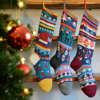 Hand Knitted Christmas Stockings In Organic Cotton, 3 of 7