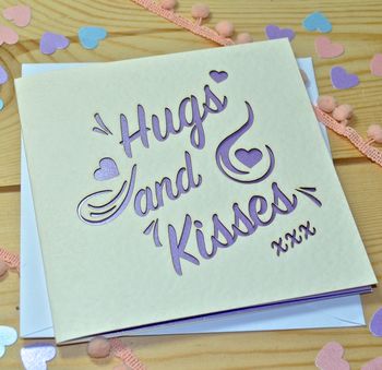 'Hugs And Kisses' Laser Cut Card, 4 of 4