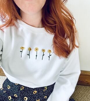 Embroidered Sunflowers Sweatshirt, 4 of 5