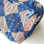 Handmade Toiletry Bag, Navy Kantha Stitch Sari Fabric, thumbnail 2 of 9