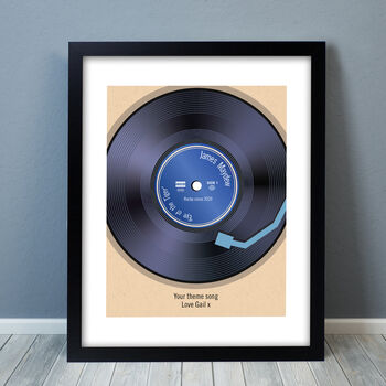 Personalised Our Song Retro Vinyl Black Framed Print, 2 of 2