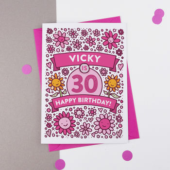 Personalised Flower Birthday Card Any Age, 4 of 4