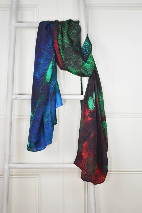 Varenna Red Blue And Green Marble Print Silk Scarf By Edition de Luxe ...