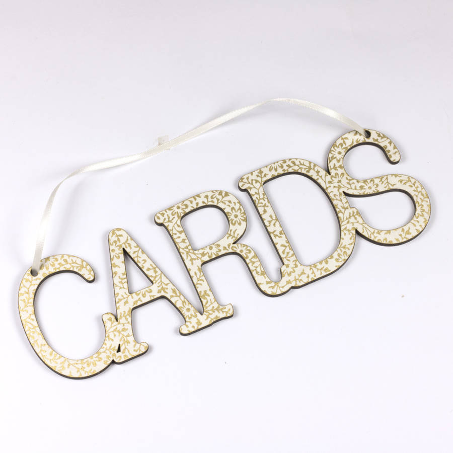 Cards Wedding Sign With Vintage Design By Artcuts Vintage White Gold Large Cards Sign