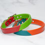 Multi Coloured Leather Dog Collar Dandy Duo, thumbnail 1 of 4