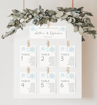 Wedding Seating Plan Cards Snowflake Design, 4 of 6