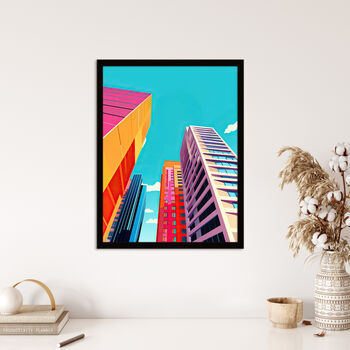 City Living Multi Color Vibrant Building Wall Art Print, 4 of 6