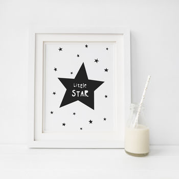 Little Star, Nursery Print In Black And White, 2 of 3