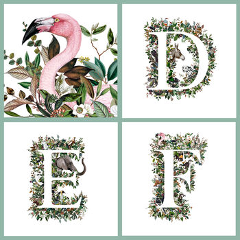 Couples Initial Animal Alphabet Wall Art, 6 of 12