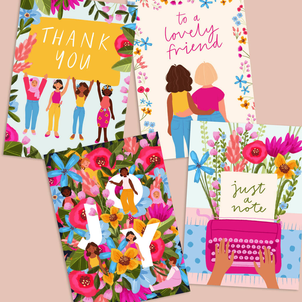 Assorted Pack Of 10 Illustrated Floral Greetings Cards By Flourish Paperworks 