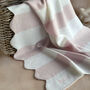 Personalised Cashmere Striped Baby Blanket With Scalloped Edges, thumbnail 6 of 8