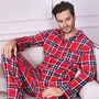 Mens Brushed Woven Red Check Pyjama, thumbnail 2 of 5