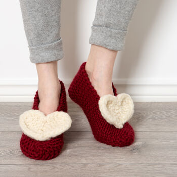 Heart Slipper Easy Knitting Kit, 3 of 8