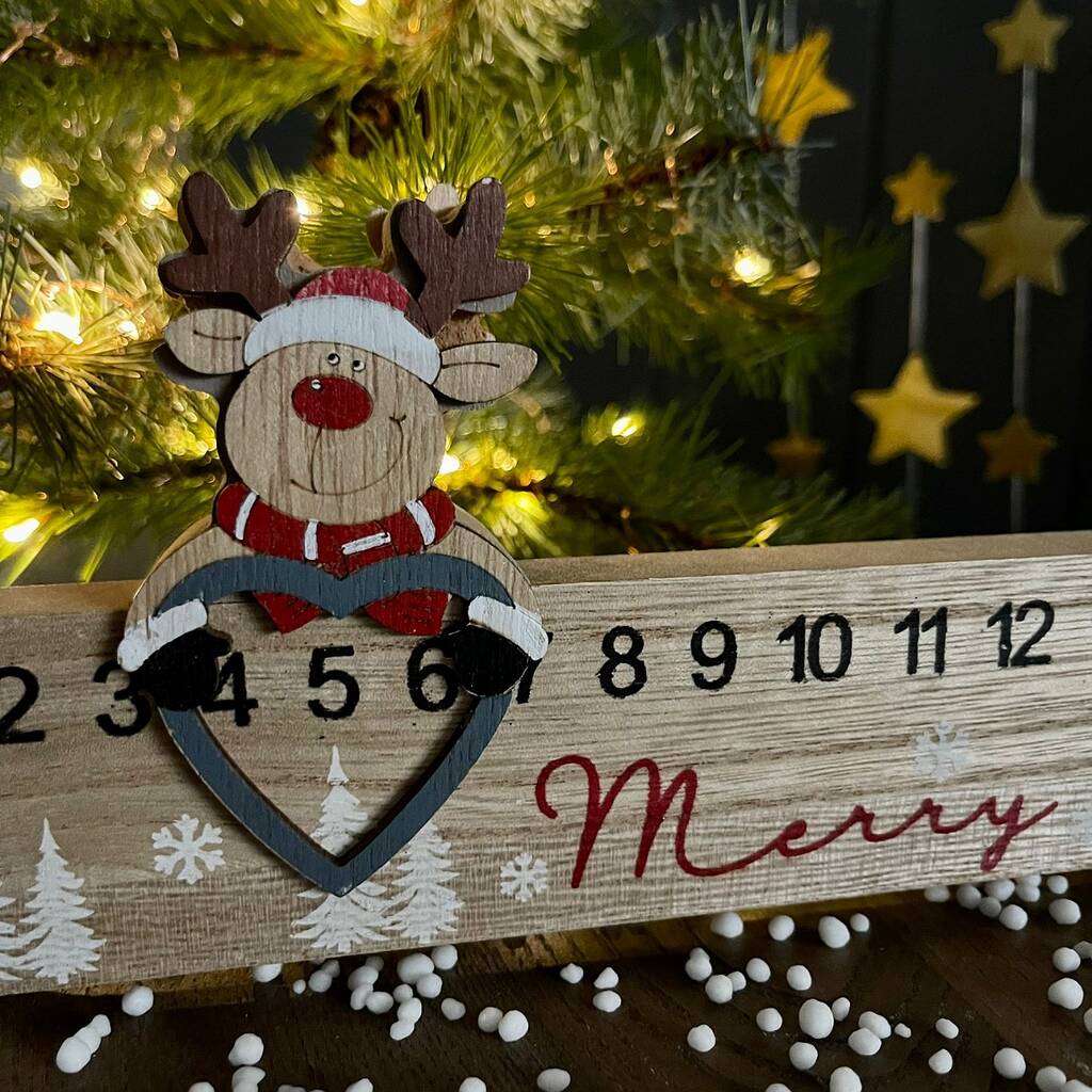 Wooden Merry Christmas Reindeer Advent Rule By Nest