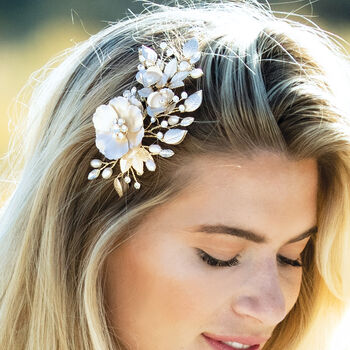 Silver, Gold Or Rose Gold Plated Floral Bridal Clip, 5 of 12